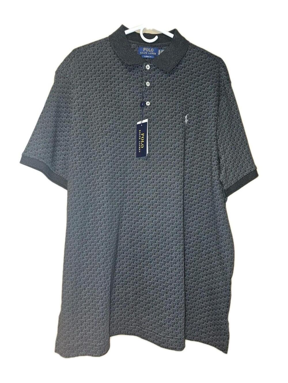 Polo Ralph Lauren Classic Fit Short Sleeve Knit Patten Collared Grey NWT Mens XL
